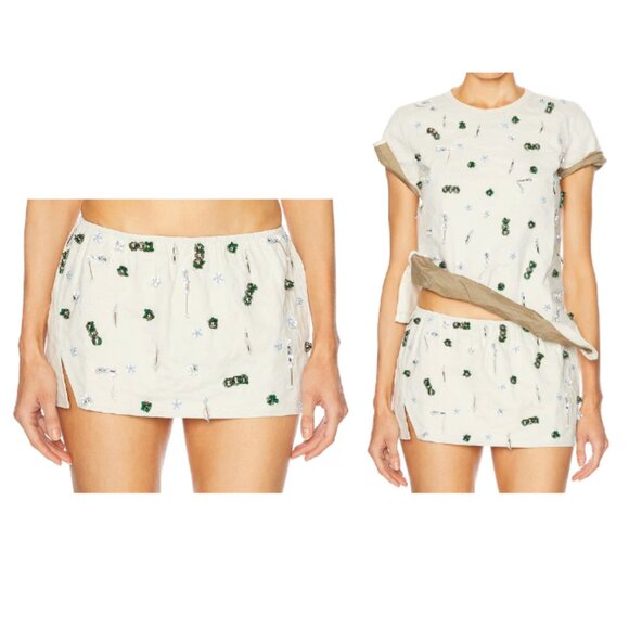 CHRISTOPHER ESBER Embla Beaded Crushed Micro Skirt Size 4 XS/S - Picture 1 of 9